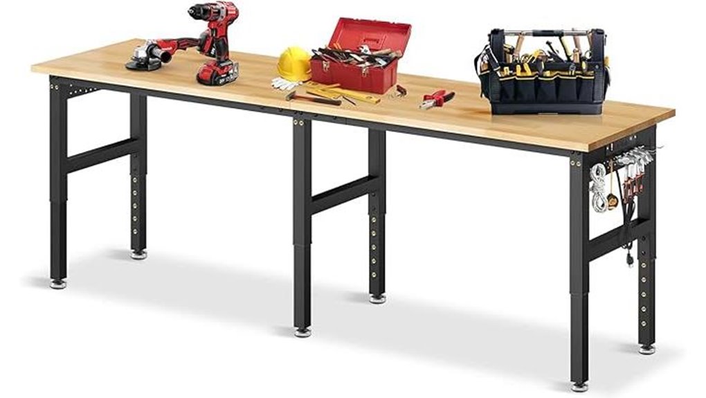 adjustable workbench with outlet