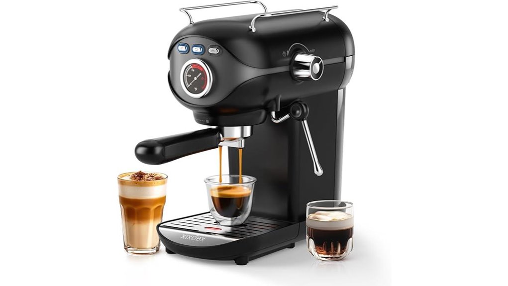 black espresso machine frother