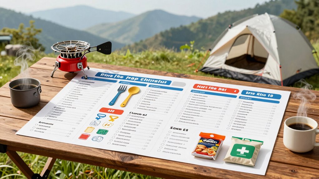 essential camping checklist categories