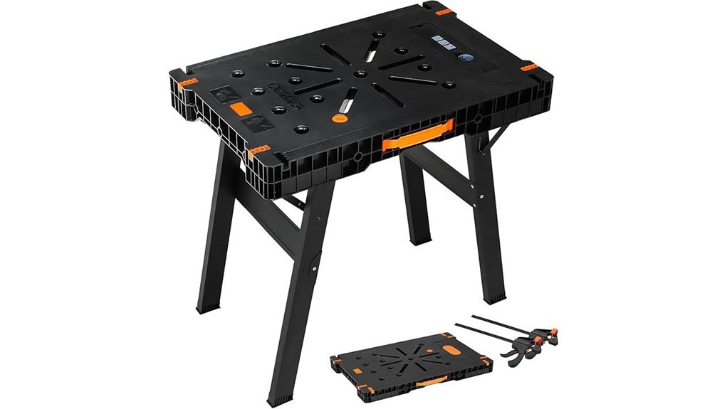folding workbench with clamps