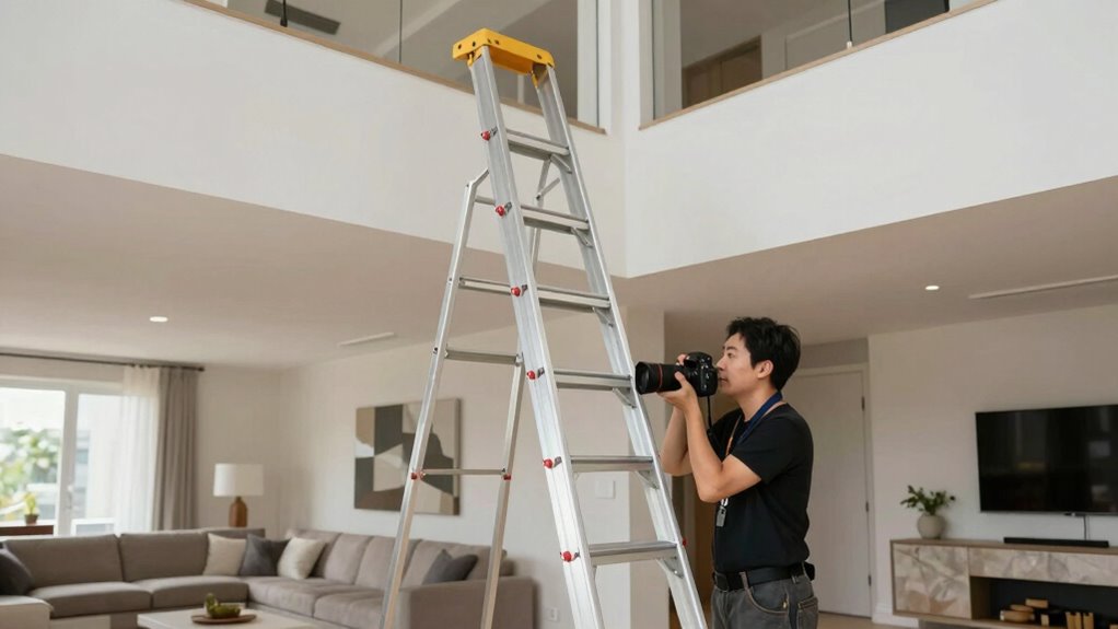 high ceiling ladder safety