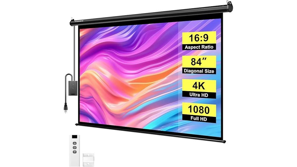 motorized 84 inch projector screen